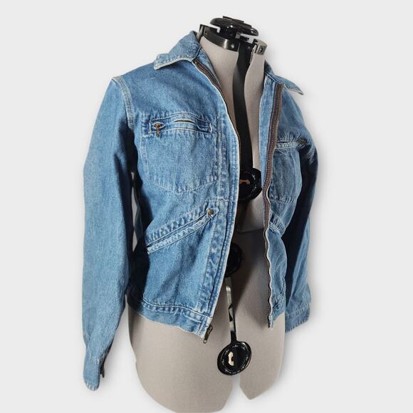 OshKosh B'Gosh Chore Jacket Jrs Sz M Womens Sz S Faded Denim Full-Zip  VTG - Picture 3 of 9